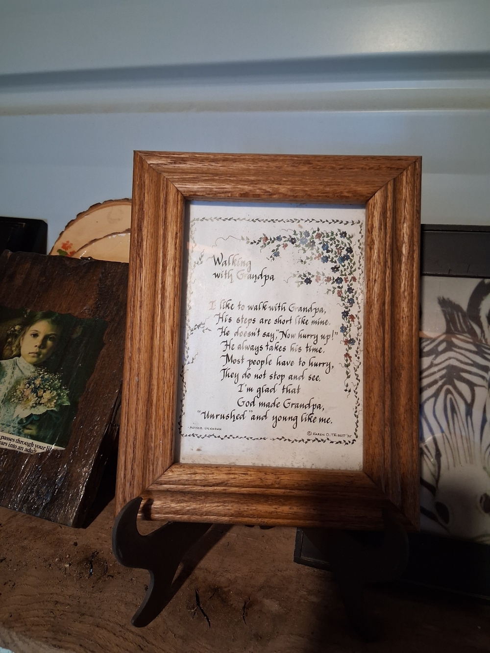 Classic Brown Wood-Grain Picture Frame with Poem Insert